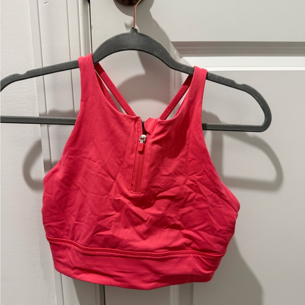 lululemon athletica Pink Zip-Front Longline Sports Bra